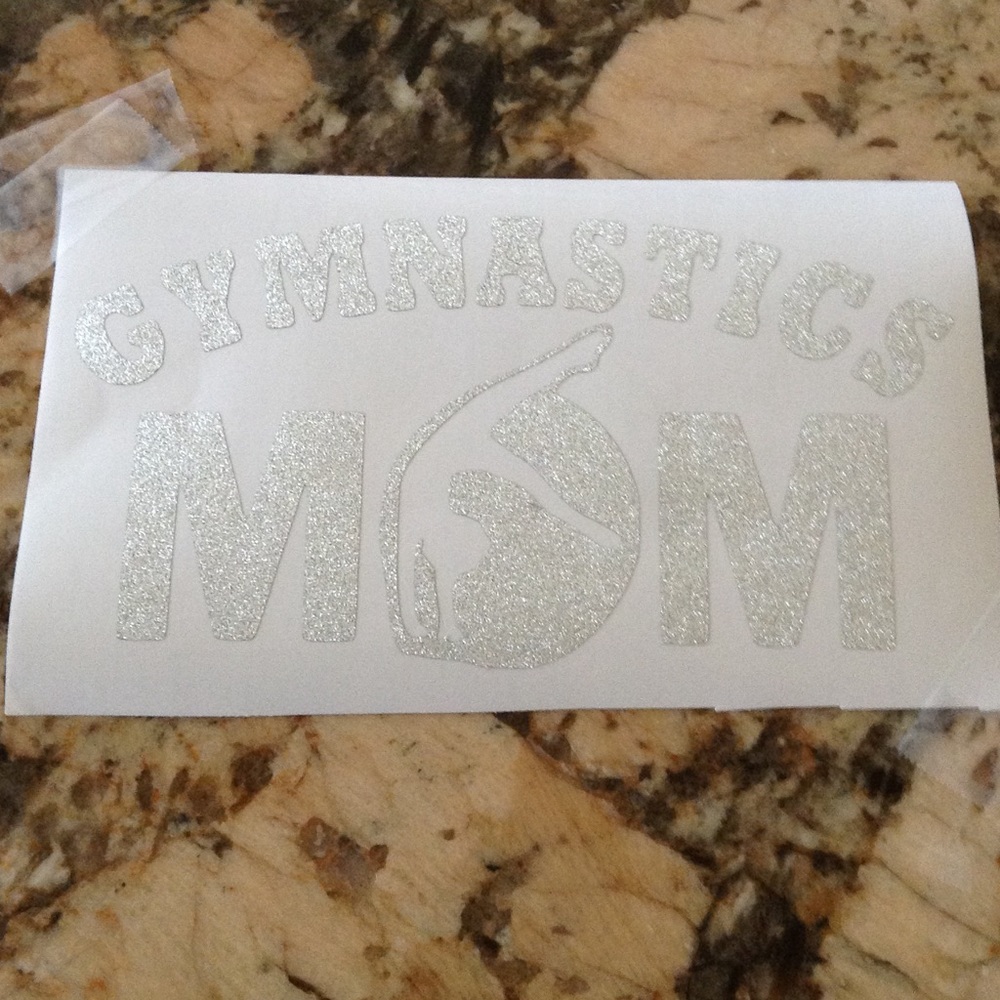 New gymnastics Mom glitter vinyl decal